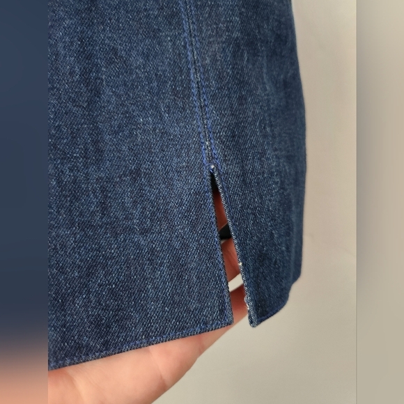 Understated Leather Cotton Denim Two Tone Back Zip Mini Dress XS - Picture 3 of 7